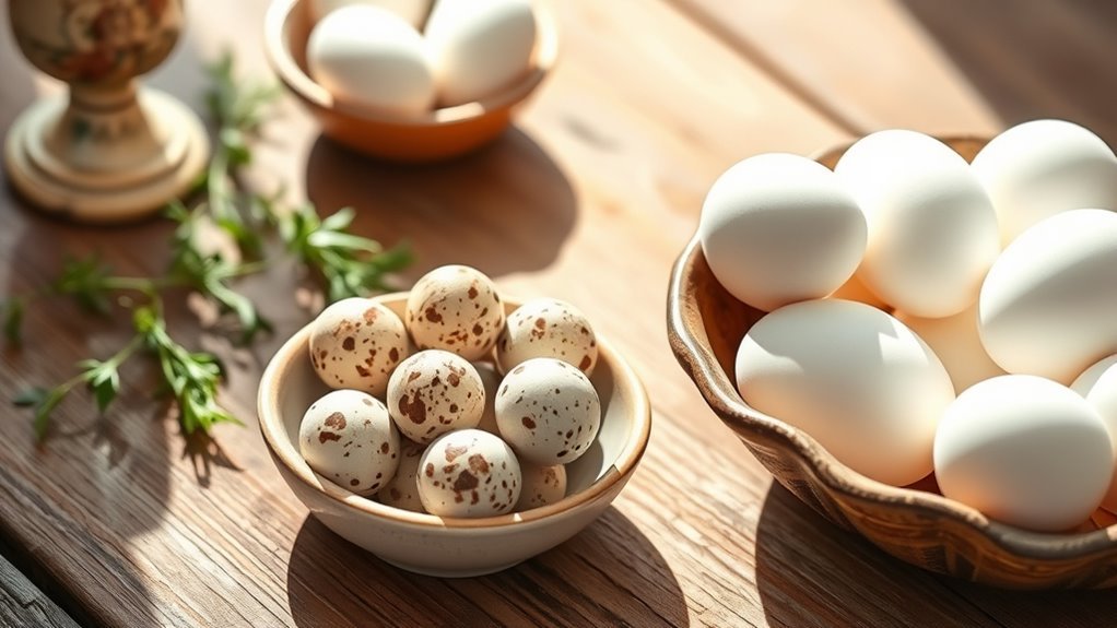 comparing quail and chicken eggs