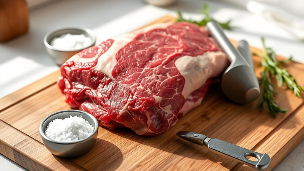 prepare cut poke tenderize