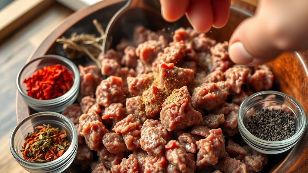 season beef with herbs